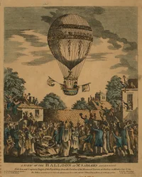 Ansicht des Ballons von Mr. Sadler, der mit ihm und Kapitän Paget von der Royal Navy aus den Gärten der Mermaid Tavern in Hackney am Montag, den 12. August 1811, aufsteigt